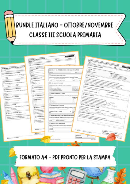 BUNDLE DI  ITALIANO -  CLASSE 3ª SCUOLA PRIMARIA - OTTOBRE/NOVEMBRE