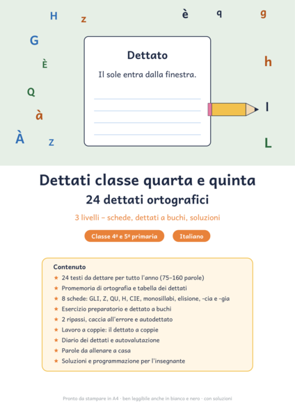 Dettati classe quarta e quinta: 24 dettati ortografici