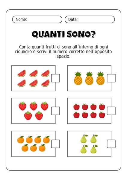 SCHEDE DIDATTICHE MATEMATICA • Prerequisiti, Numeri e Forme (Infanzia 3-5 Anni)