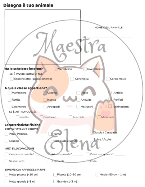 Scheda osservazione animale