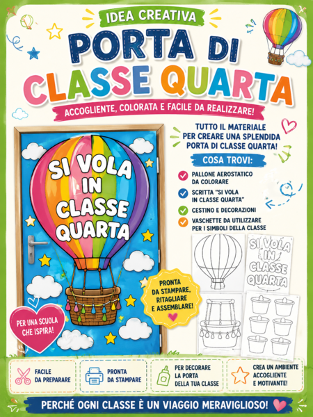 SI VOLA IN CLASSE QUARTA- decoriamo la nostra porta 🌈