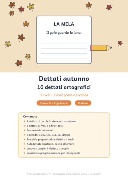 Dettati autunno classe prima e seconda: 16 dettati