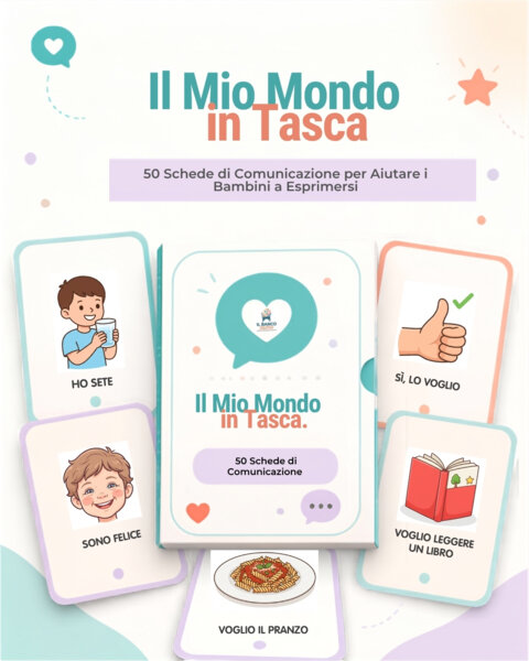 Schede Visive CAA in Italiano per Bambini | 50 Flashcard di Comunicazione, Emozioni e Routine | Kit Digitale Stampabile
