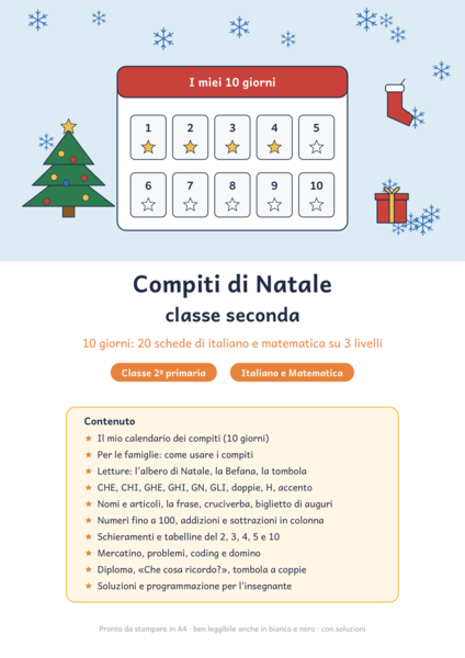 Compiti di Natale classe seconda: italiano e matematica