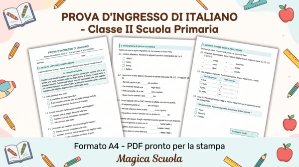 Prova d'Ingresso di Italiano - Classe 2ª Primaria (PDF pronto per la stampa)