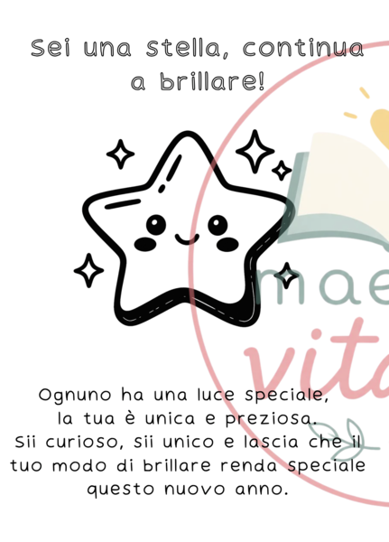 Biglietto accoglienza scuola primaria - SEI UNA STELLA, CONTINUA A BRILLARE!