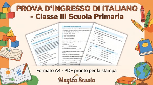 Prova d'Ingresso di Italiano - Classe 3ª Primaria (PDF pronto per la stampa)
