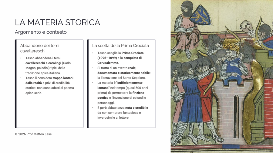 Gerusalemme Liberata (Tasso): Struttura, Temi e Poetica + mappa concettuale + Quiz (PPTX Modificabile)