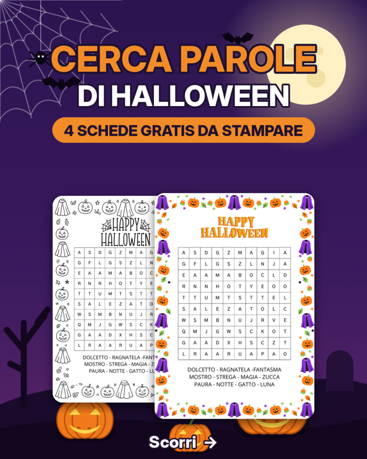 Cerca-parole di Halloween (word search) ita-eng