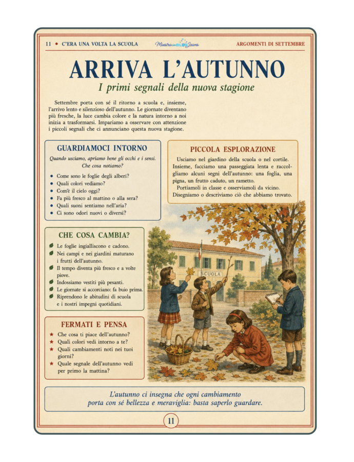C'era una volta la scuola elementare: settembre - autunno