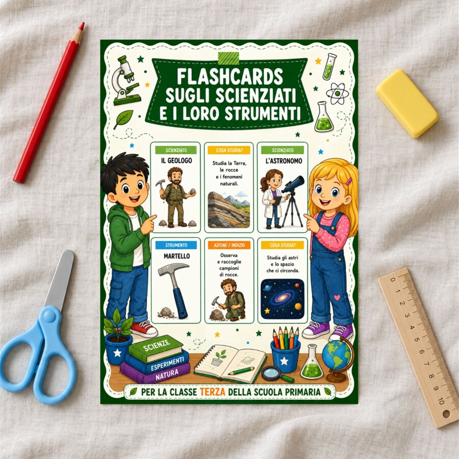 Flashcards sugli scienziati e i loro strumenti