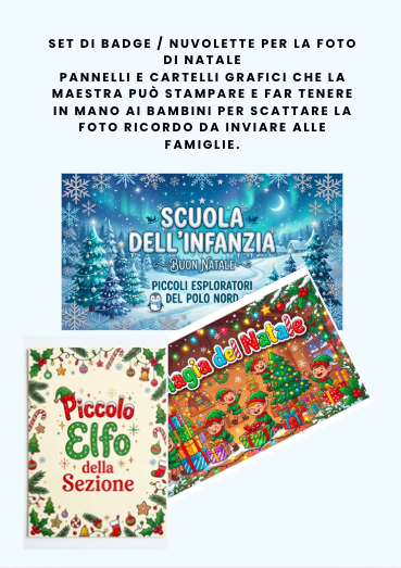 Cornici e Badge Natalizi da Stampare - Foto Ricordo Scuola dell'Infanzia
