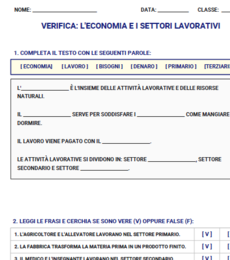 L'Economia e i Settori Lavorativi - Kit Inclusivo UDL con Lapbook Flap, Flashcards e Verifica PEI (Classe 5ª)