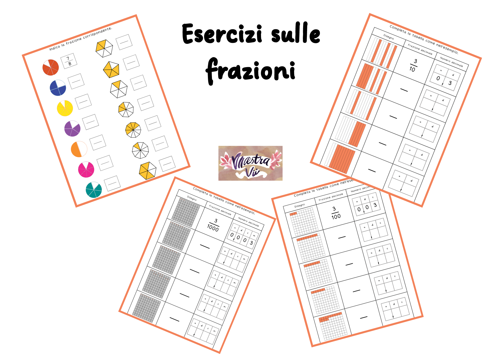 Esercizi sulle frazioni e frazioni decimali - classe terza • Edudoro