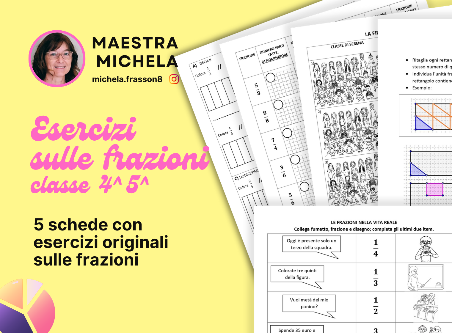 Esercizi sulle frazioni: 5 schede di ripasso e approfondimento classe 4