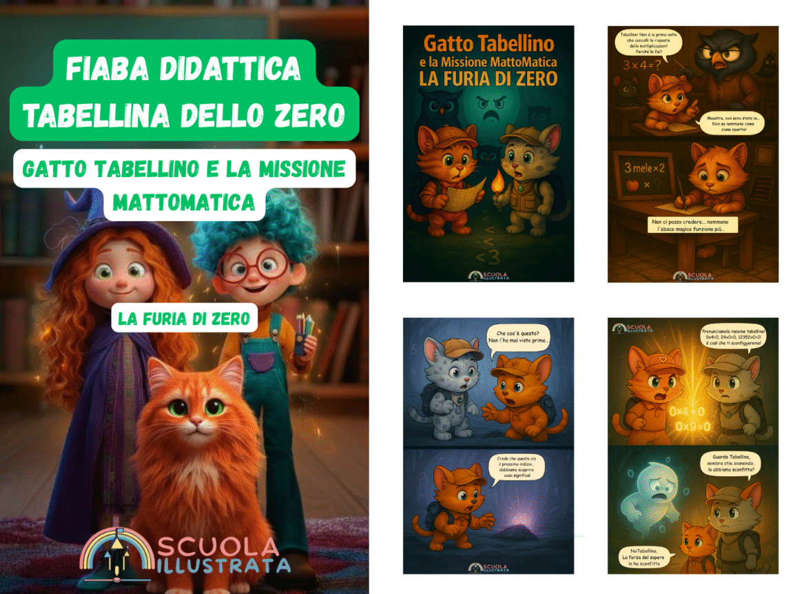 fiaba didattica illlustrata - gatto tabellino e la missione mattomatica - la furia di zero - tabellina dello zero