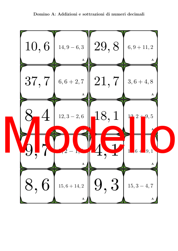 Domino Addizione E Sottrazione Entro Il 20 – 60 Carte Attività In Cartone Riciclato – Gioco Educativo 2-4 Giocatori