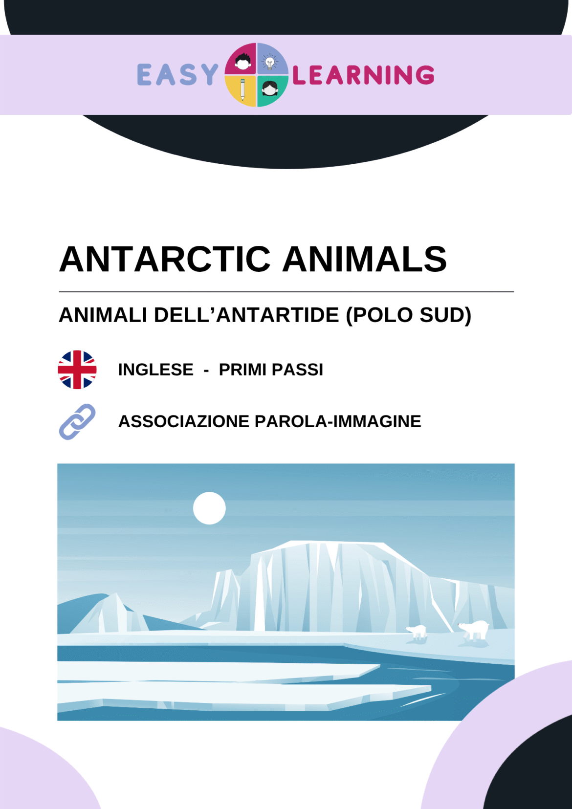 Schede didattiche di inglese sugli animali del Polo Sud