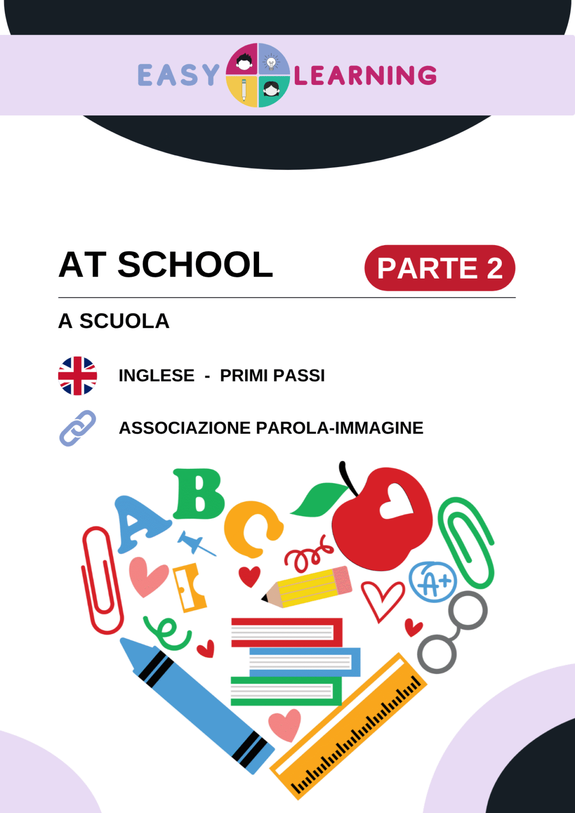Materiale didattico di inglese sugli oggetti a scuola, parte 2