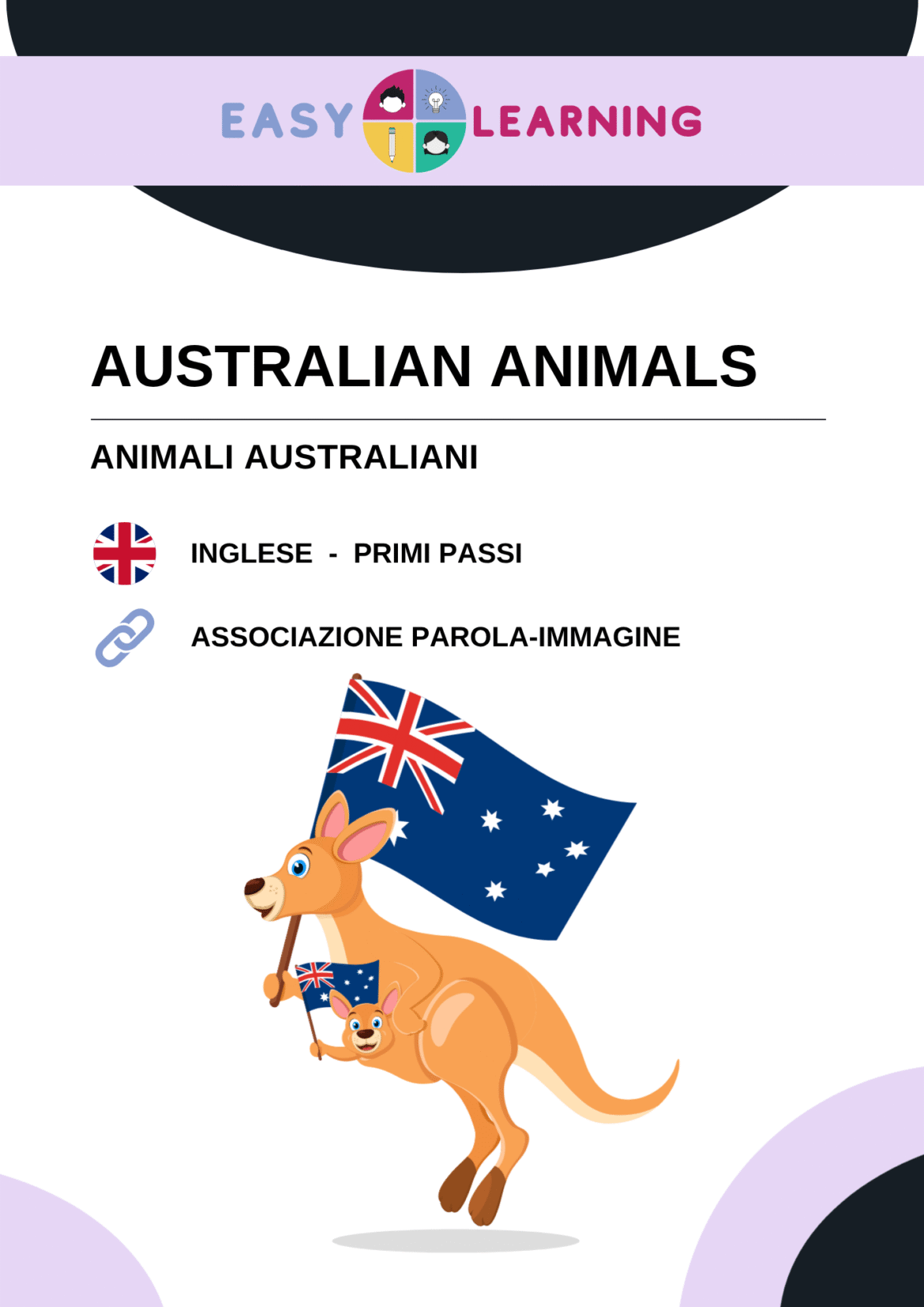 Schede didattiche di inglese sugli animali di Australia