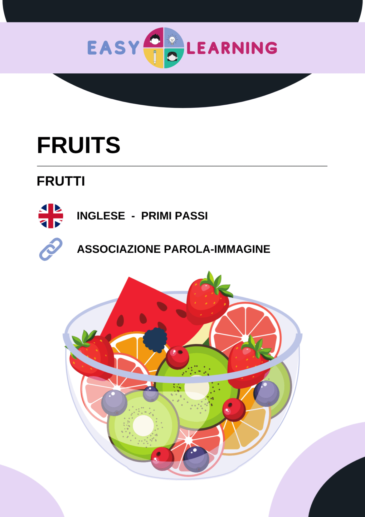 Schede didattiche di inglese sulla frutta