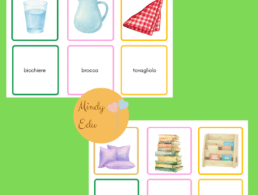 2 fogli A4 con 6 delle 51 flash cards