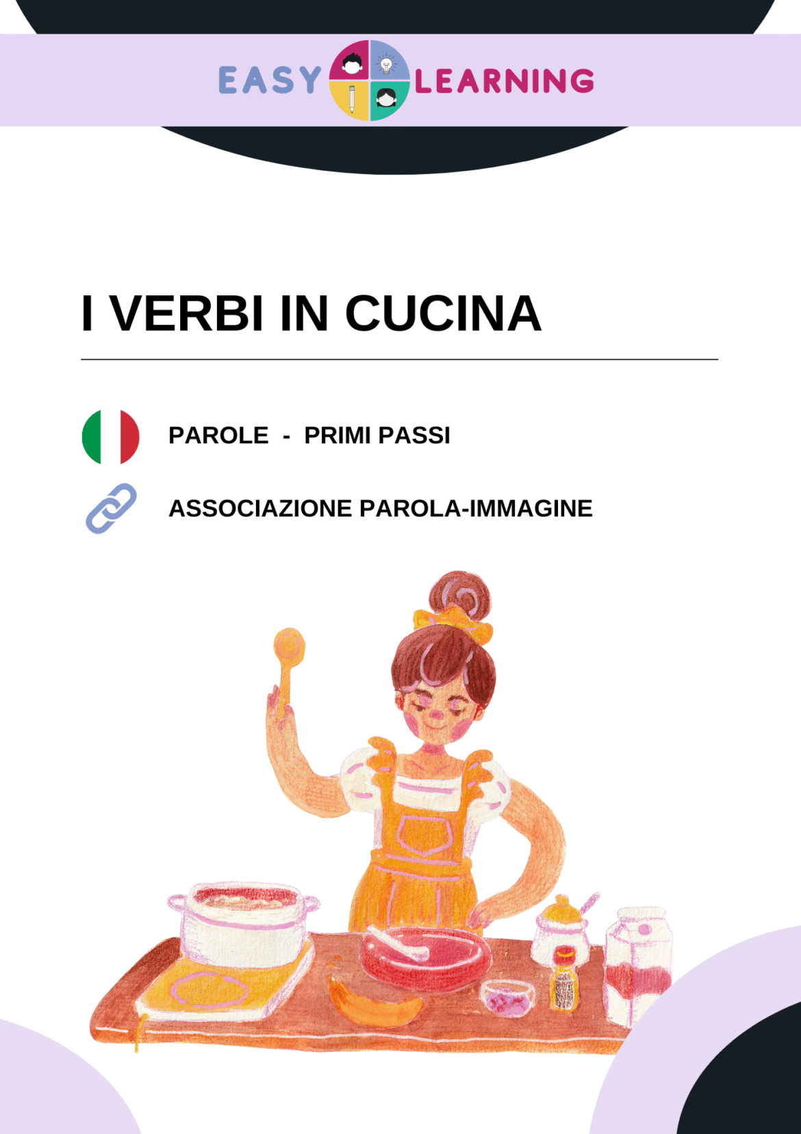 Materiale didattico in italiano sui verbi usati in cucina