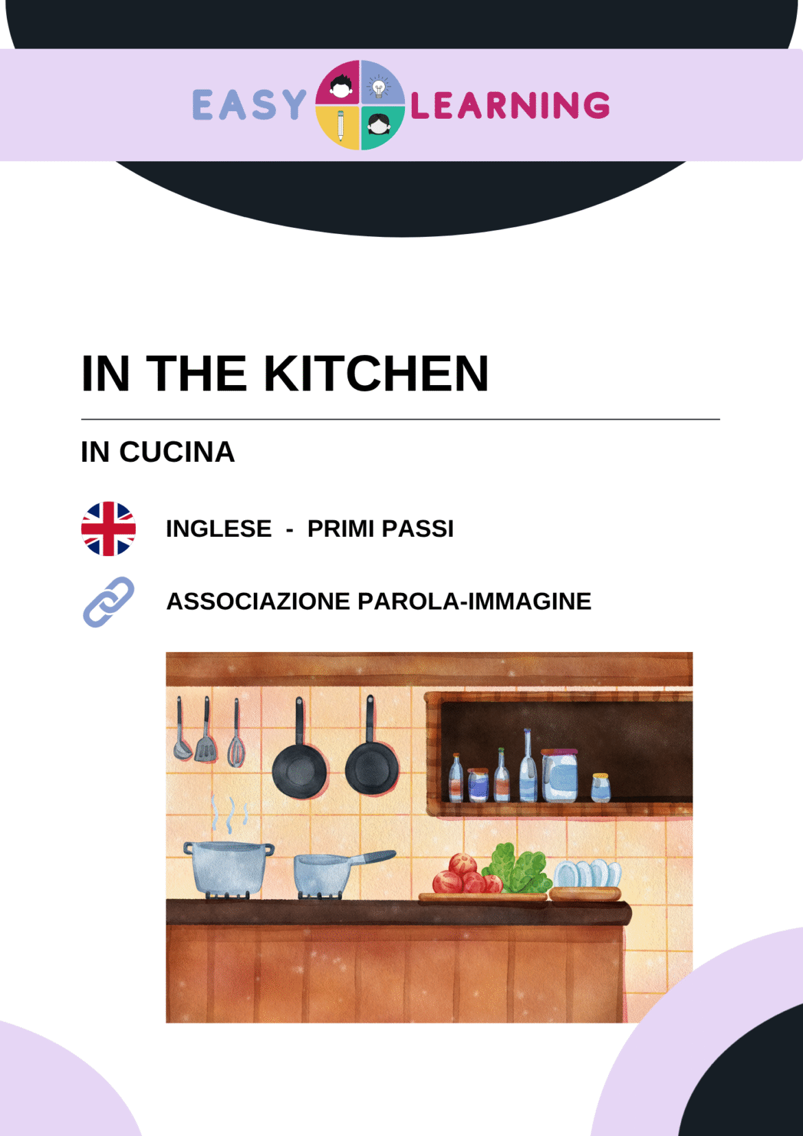 Schede didattiche di inglese sugli oggetti in cucina