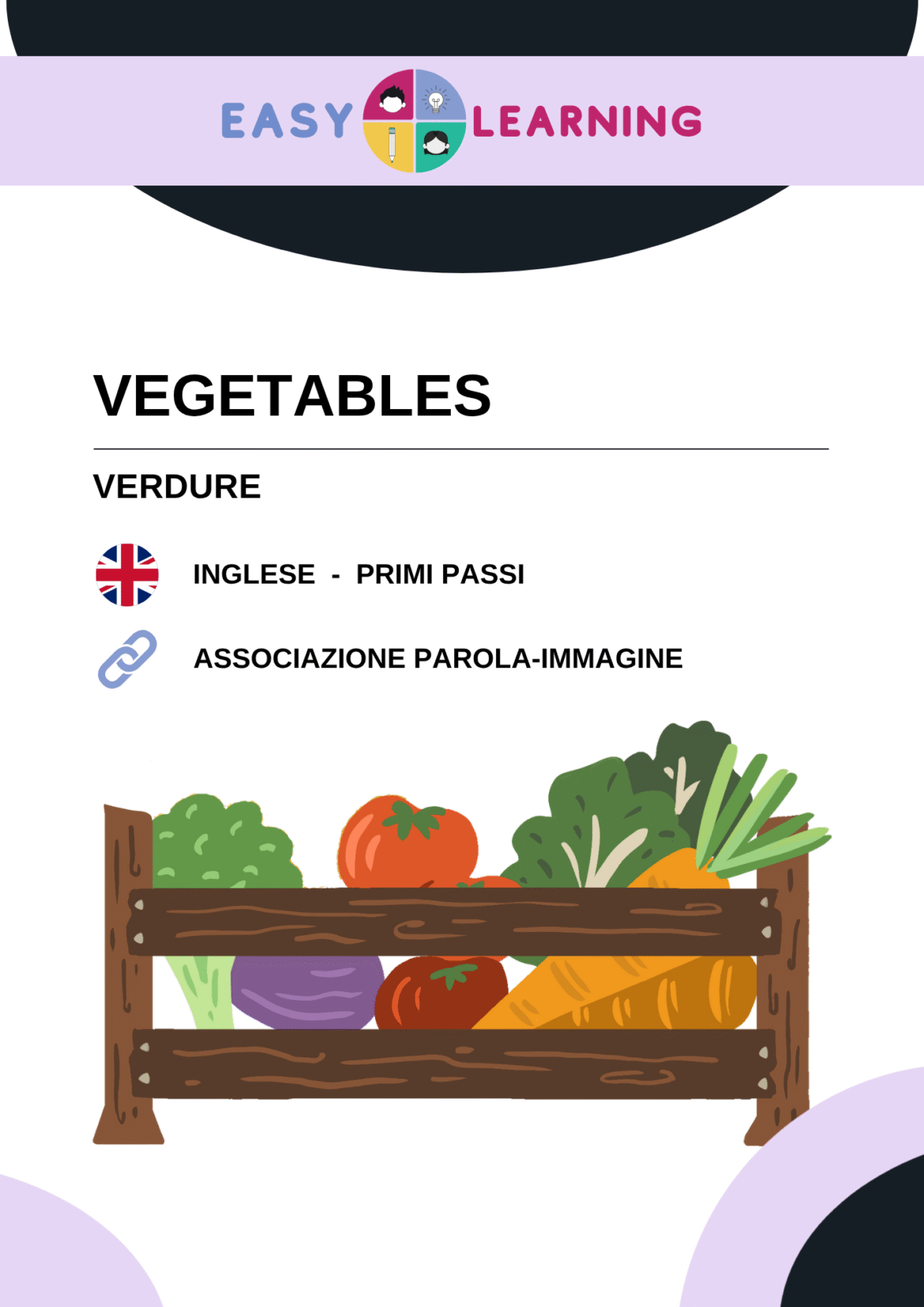 Schede didattiche di inglese sulle verdure