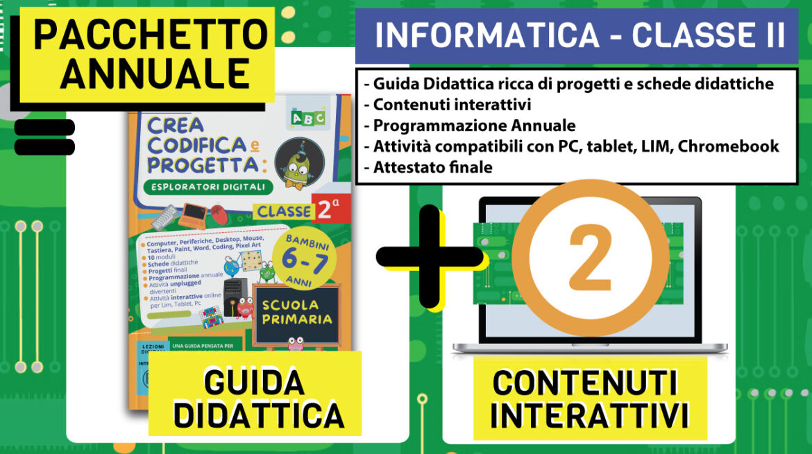 pacchetto annuale piccolo informatico volume 2 costituito da guida didattica vol.2 e percorso interattivo 2