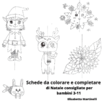 Scheda dell’elfo di Natale da colorare e completareDigitale