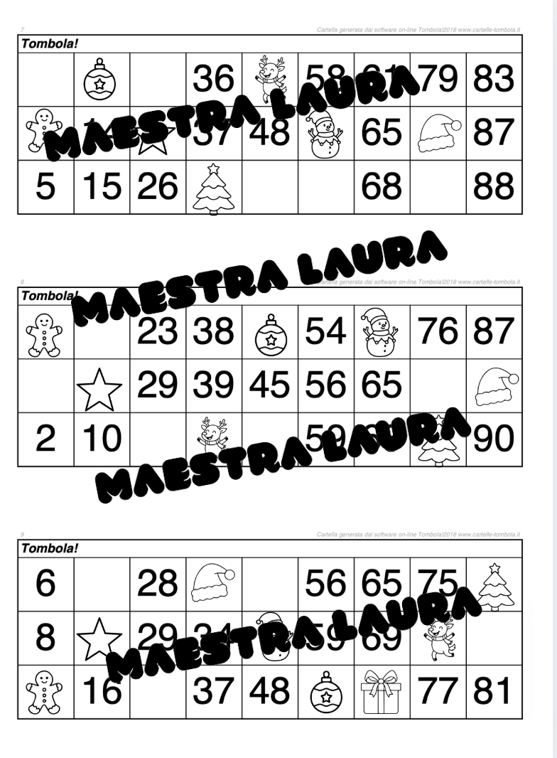 Tombola Natale numeri