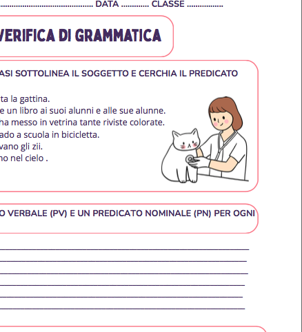 verifica di grammatica: soggetto e predicato (verbale e nominale)