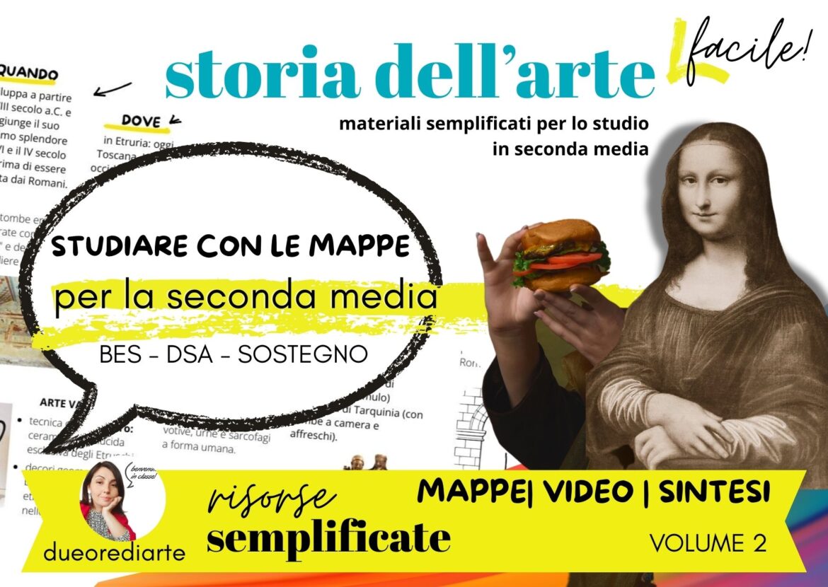 ebook arte facile volume 2 copertina del pdf con mappe per dsa bes e sostegno
