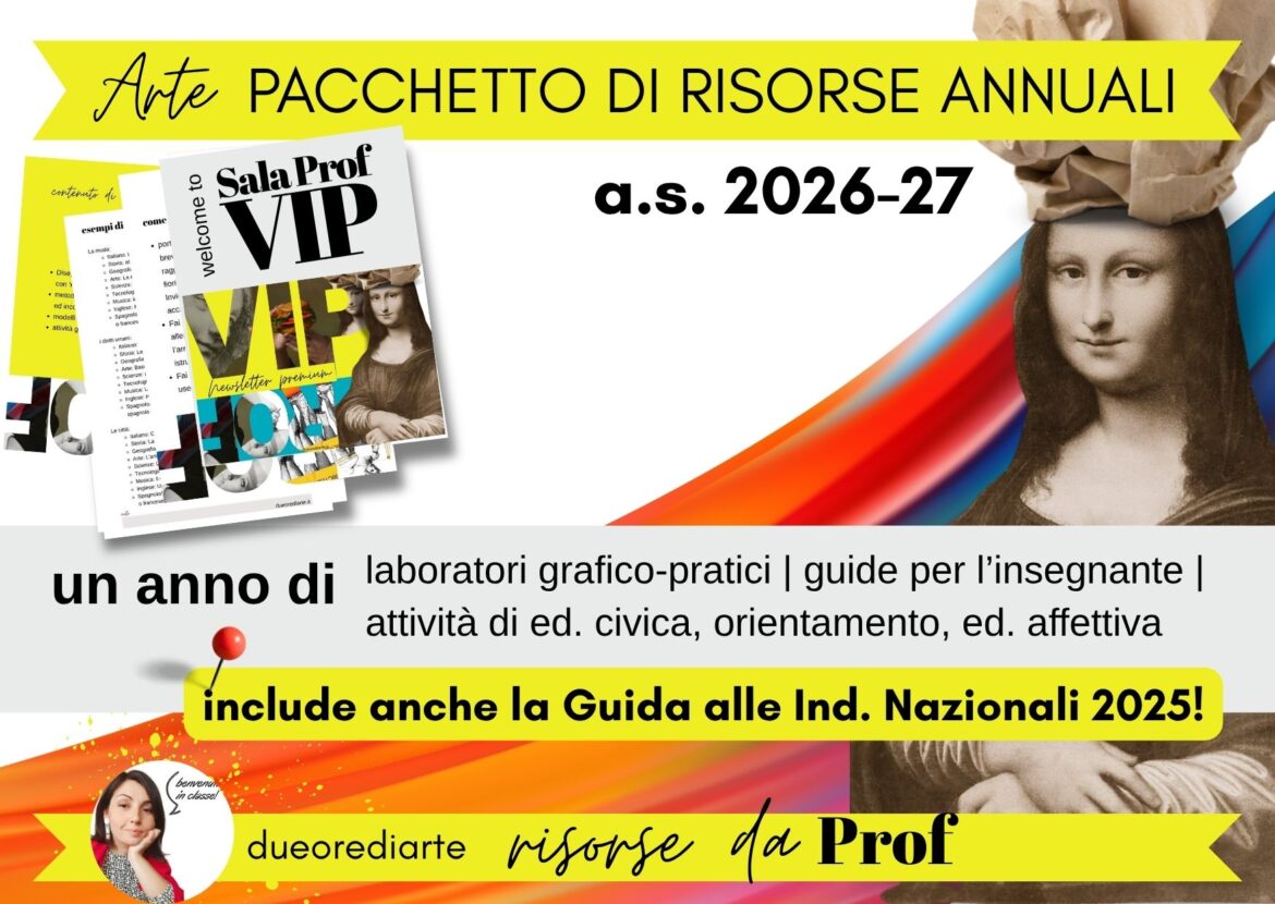 risorse per insegnare arte nella scuola media. copertina pacchetto vip annuale 2026-27