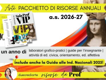 risorse per insegnare arte nella scuola media. copertina pacchetto vip annuale 2026-27