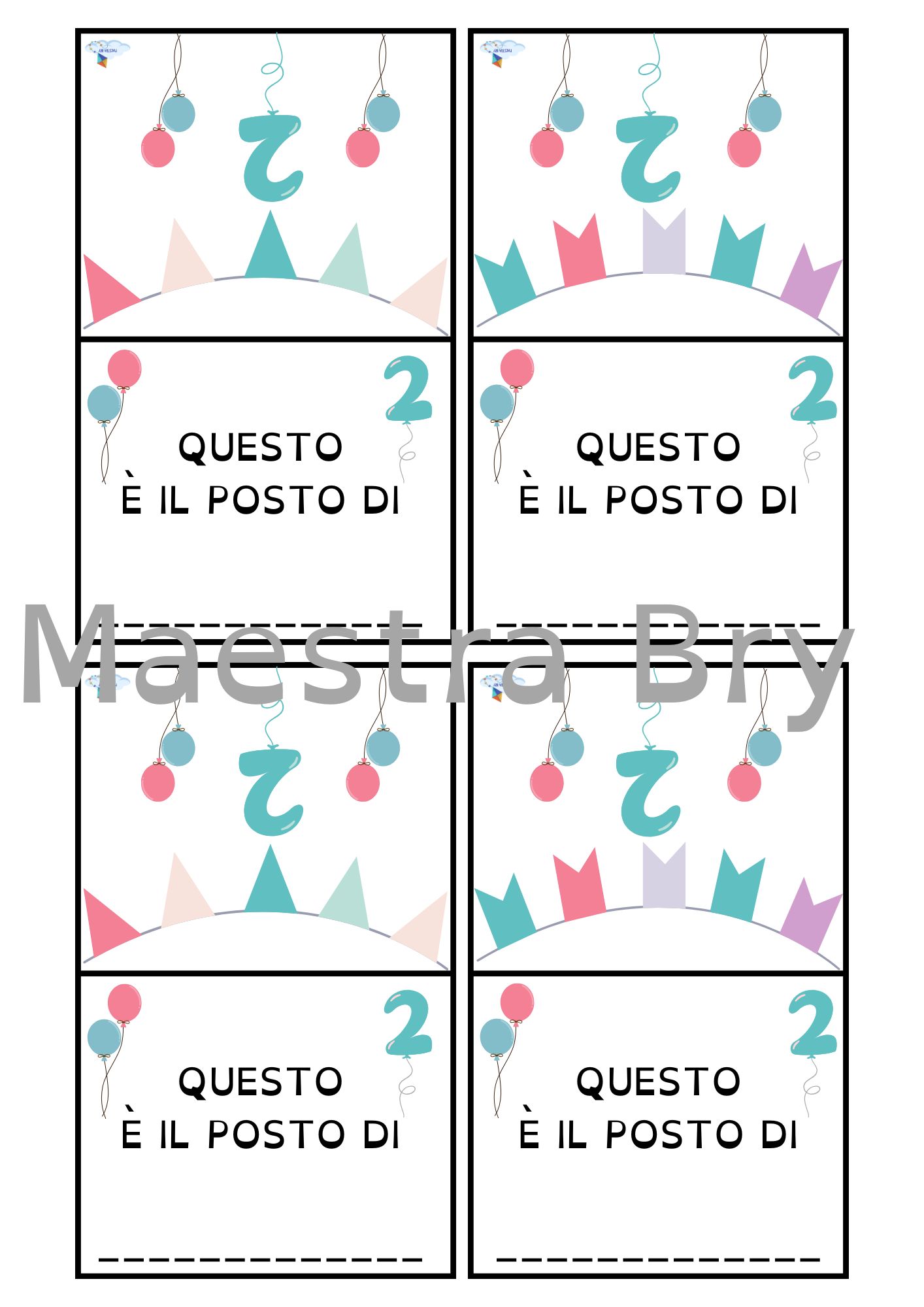 SEGNAPOSTI PER CLASSE SECONDA