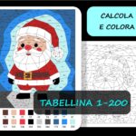 Tabellina, Colorare in base ai risultati della moltiplicazioni 1-200, matematica invernale, pupazzi di neve, calcola e coloraDigitale