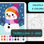 Tabellina, Colorare in base ai risultati della moltiplicazioni 1-100, matematica invernale, pandaDigitale