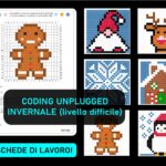Coding unplugged invernale, codifica e colora, gnomo natalizio, inverno (livello difficile)Digitale